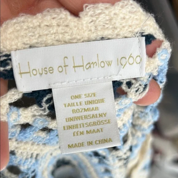 House Of Harlow 1960 Blue and Cream Crochet Fringe Sweater Shrug Coverup
One Siz - Picture 2 of 9